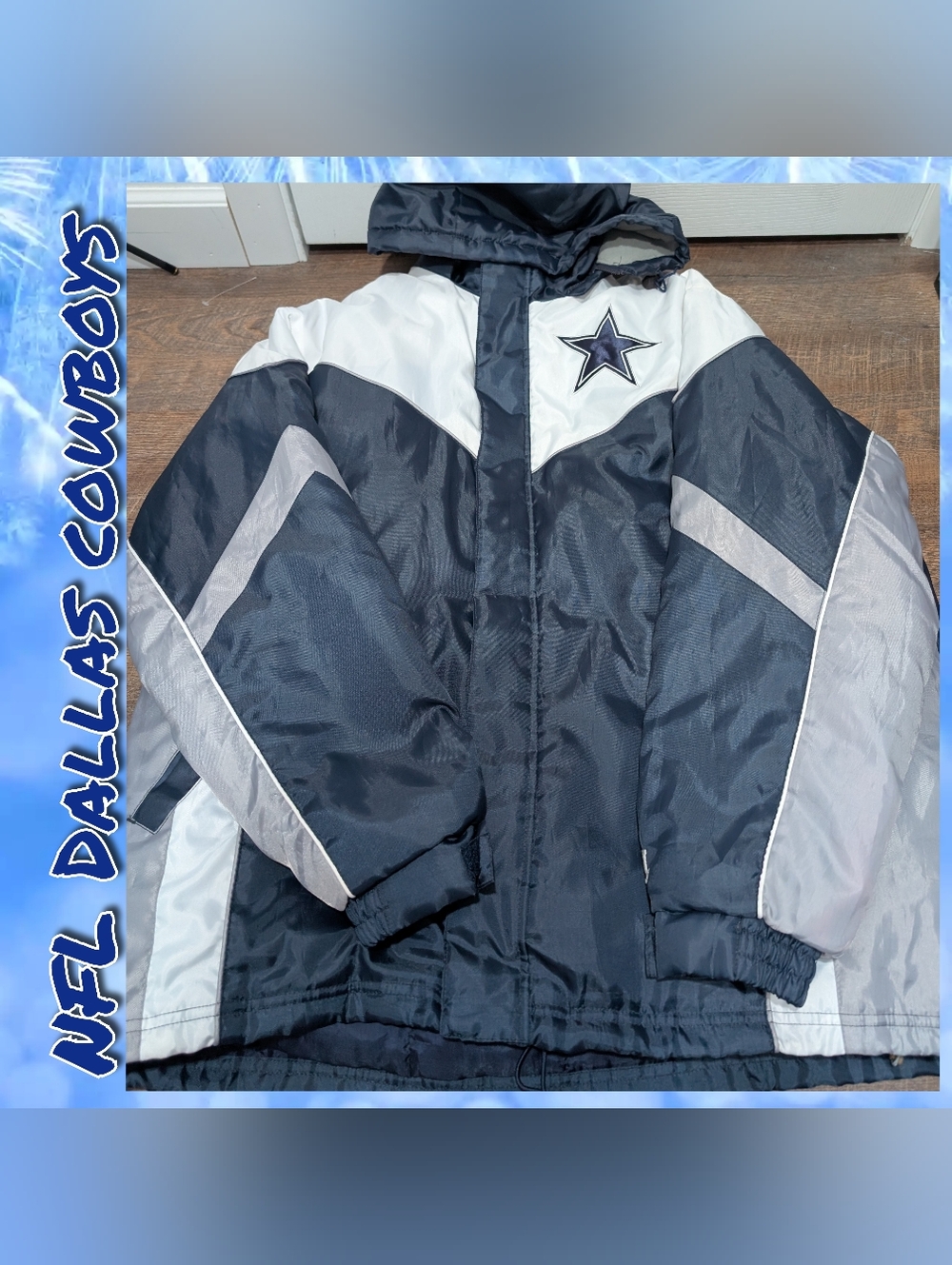 NFL Unisex Hooded Puffer Jacket - Navy/White